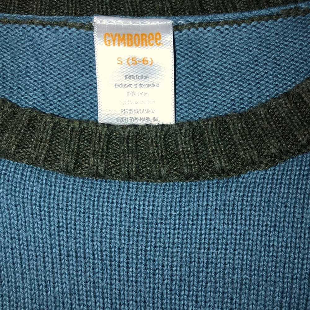Gymboree Dinosaur Sweater sz 5/6 Boys Blue/Green - Picture 4 of 6